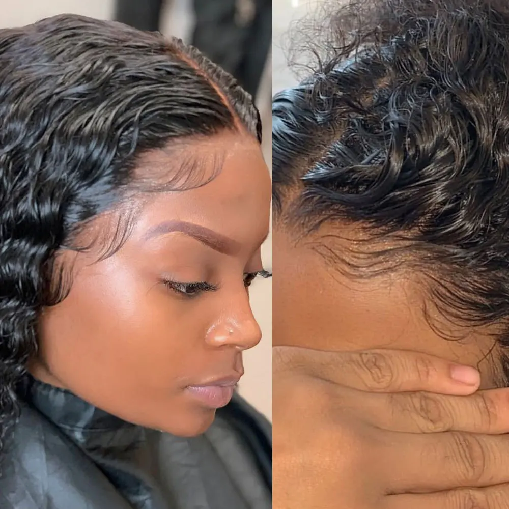 Short Bob Style Swiss Lace Front 4x4 Closure Wig For Black Women Natural Straight Wave Brazilian Human Remy Hair Lace Front Wig