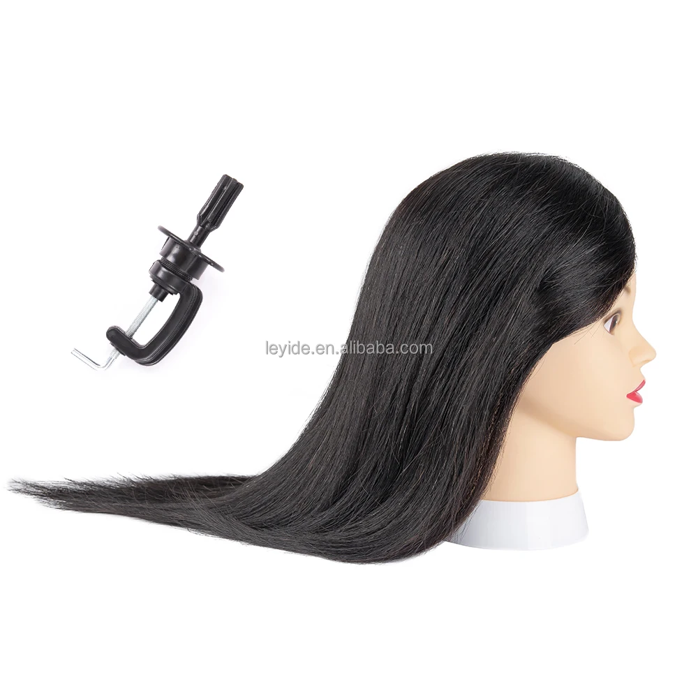 AliLeader Hot Selling 18inch Hairdresser Makeup Teaching Head Practise Head 100% Human Hair Mannequin Training Head
