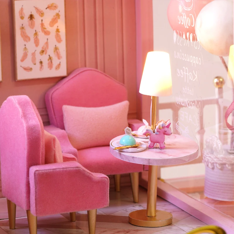  DIY Doll house Wooden doll Houses Miniature House Furniture Kit Casa Music Led Toys for Children Birthday