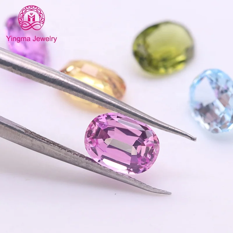 Best quality oval shape lab grown pink 5x7mm-9x11mm OEM/ODM loose lab grown sapphire gemstone purplish synthetic stone prices