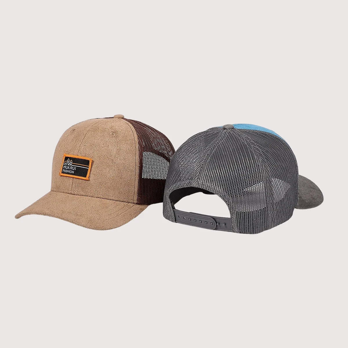 Guangzhou custom rubber patch lgo snapback trucker hats mesh