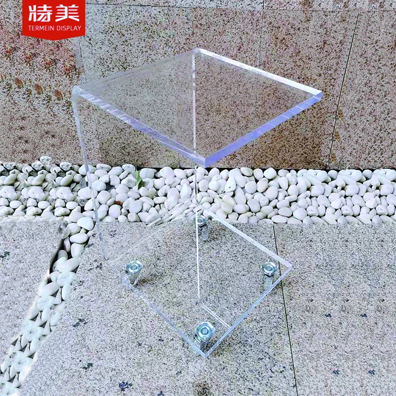 Hot Sale Clear Living Room Furniture Snack Table On Wheels Acrylic Coffee Side Table