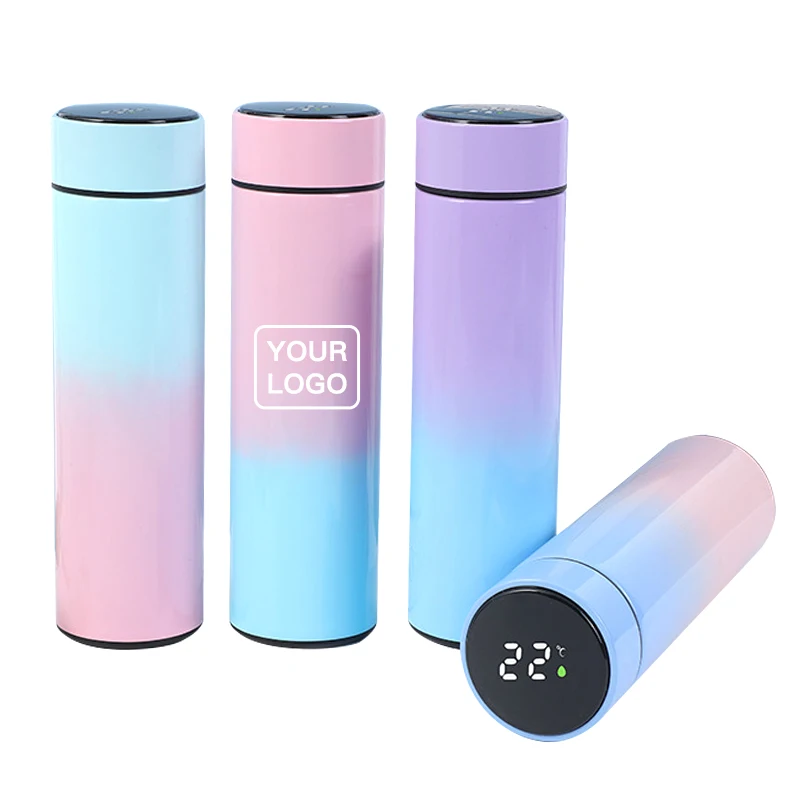 500ml smart touch display temperature 304 stainless steel vacuum insulated water bottle temperature measuring cup