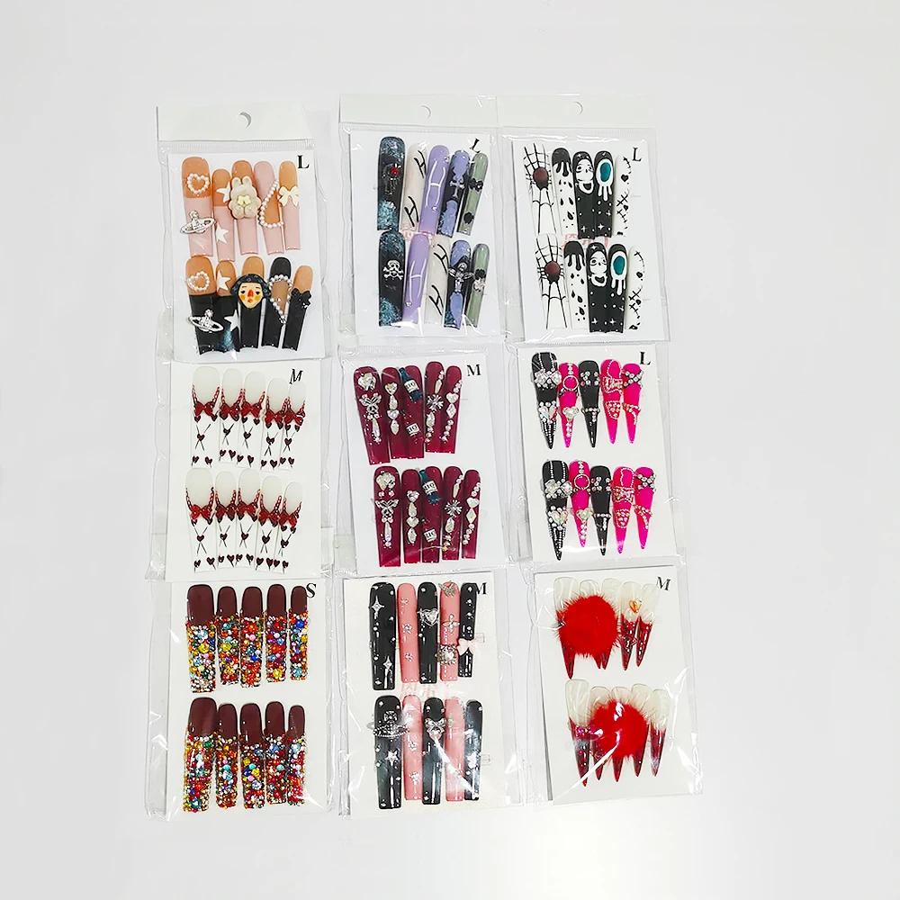Super Long Random Design Size Wholesale Luxury Short Medium Long Nail Art Handmade Press On Nails