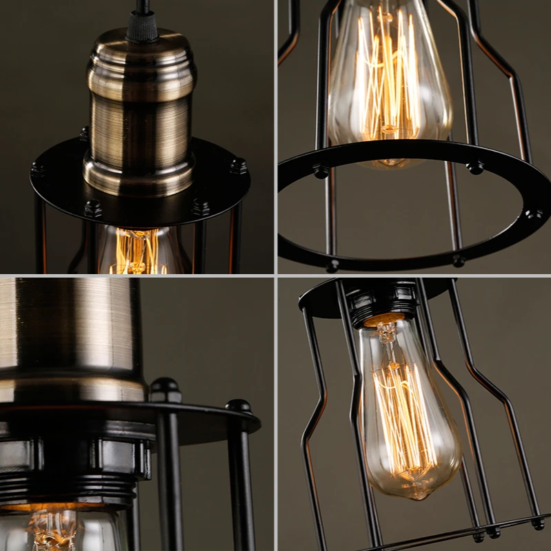 Retro loft hanging wire Suspended chandelier creative personality single restaurant bar table industrial lamp Edison bulb