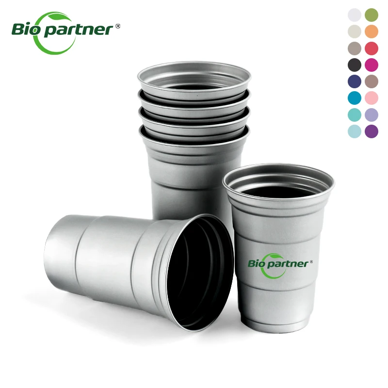 Custom Colored Party Reusable Disposable Mug Aluminum Cup Outdoor Environmental Beer Cold Drink Chill Cup