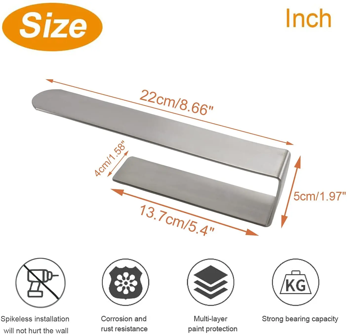 Brushed SUS 304 Stainless Steel Hand Towel Holder Self-Adhesive Bathroom Wall-Mounted Towel for Hotels