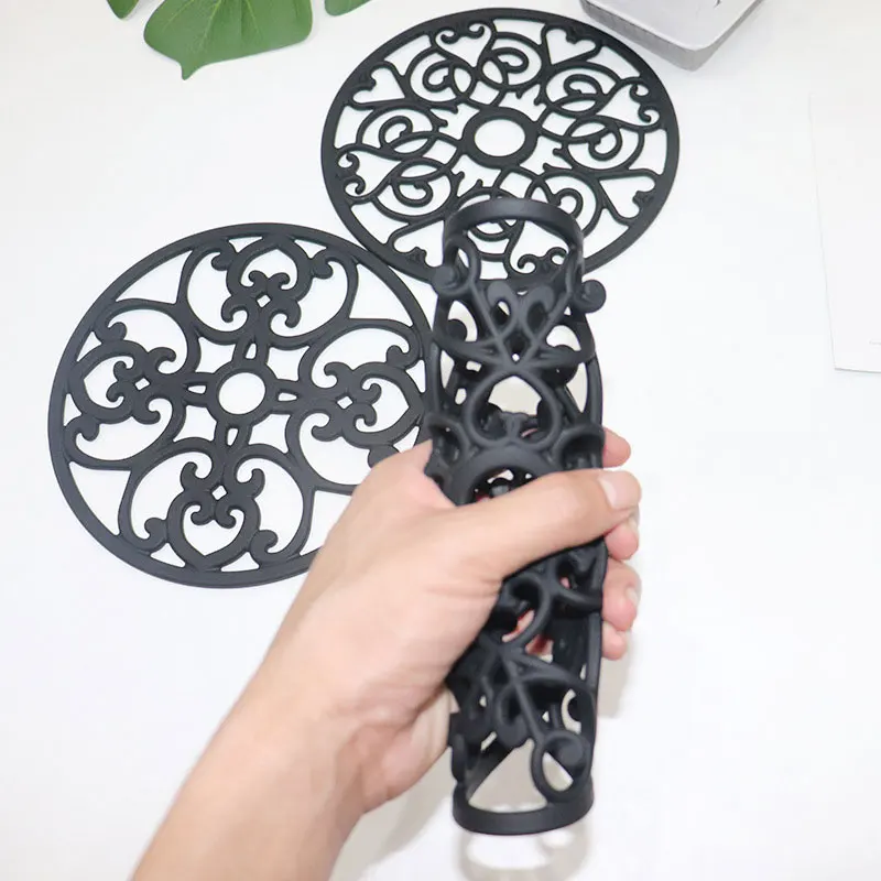 Custom 3 Pcs Set Tischset Round Trivet Drying Heat Resistant Table Pad Silicone Placemat Silicon Mat