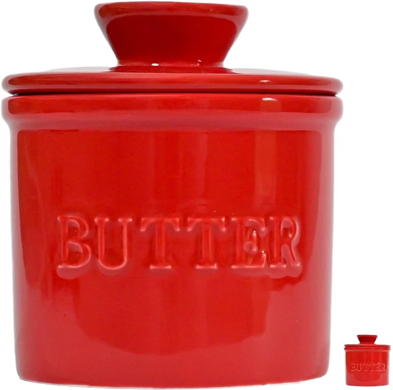 Wholesale Ceramic Butter Crock  4.5oz White Keeper with Water Line French Butter Dish Storage Container