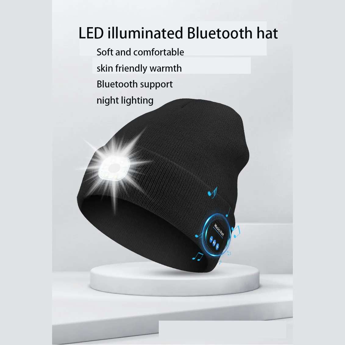 Оптовая продажа Bluetooth шапочка со световыми лампами Встроенные наушники и динамик для любителей музыки