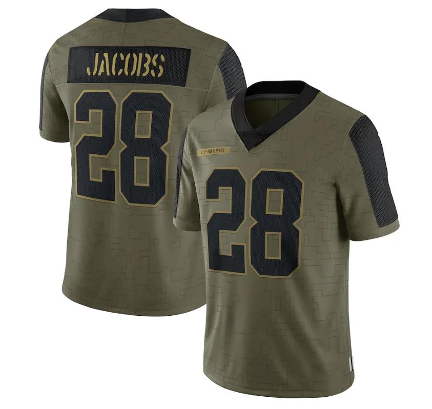 Stitched American Football Jerseys Las Vegas 34 Bo Jackson 28 Josh Jacobs Olive 2021 Salute To Service Limited Player Jersey