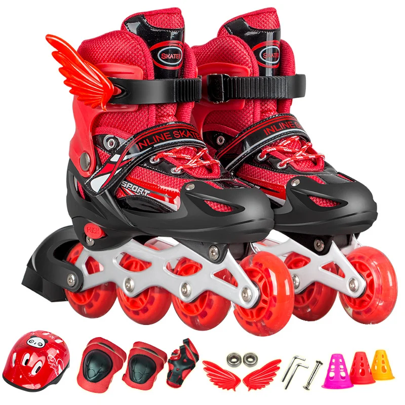 Factory Price Kid Roller Skates Shoe PU Wheel Flashing Roller Wholesale  Boy Girl Inline Adjustable Roller Skate Shoes