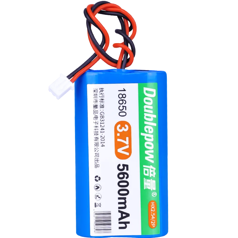 Doublepow Customized 2P 3.7v 18650 5600mah Lithium Ion Battery Pack With Plug BMS