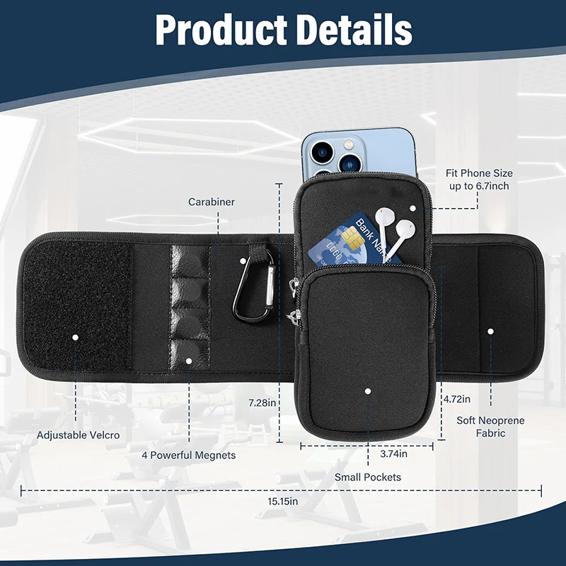 Sports Magnetic Gym Water Bottle Holder Magnet Bottle Cup Carrier Phone Pouch Water Bottle Bag