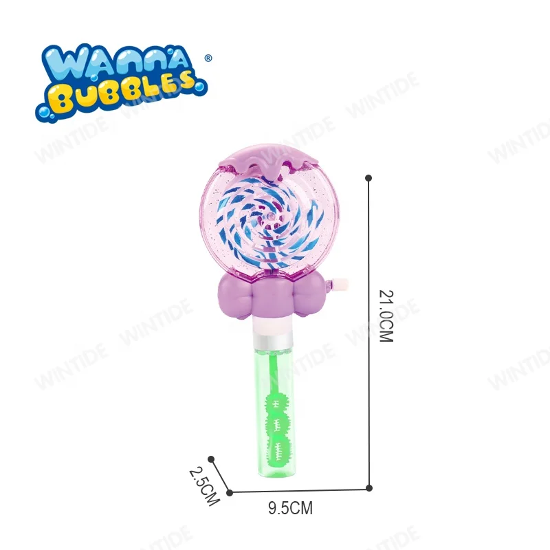 Summer Outdoor Maker Toys 30ml Rotating Light Up Lollipop Bubble Wand For Wedding Party Beach School Activities