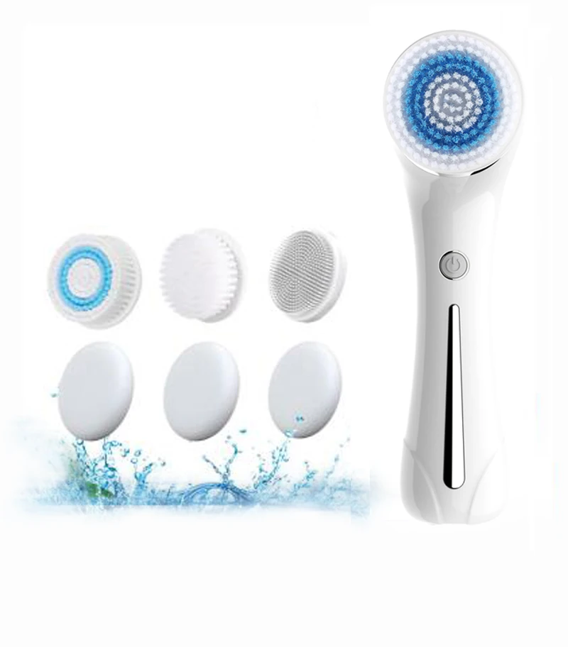 Rotating Facial Cleansing Brush, IPX7 Waterproof Silicone Spin Brush Electric Sonic Face Cleanser Device for Women, Men Pink