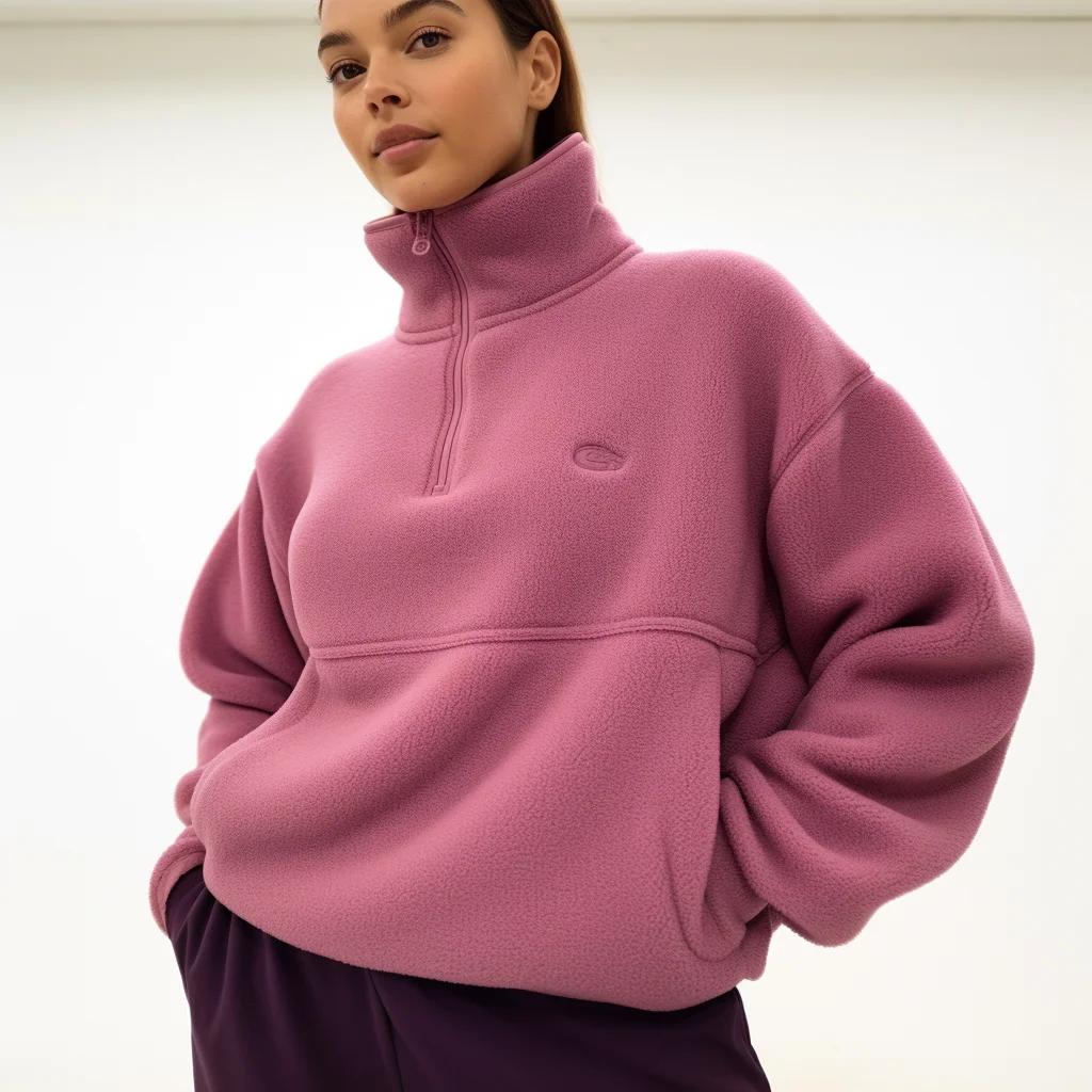 custom embroidery logo winter warmer men women quarter zipper fleece pullover sweatshirts