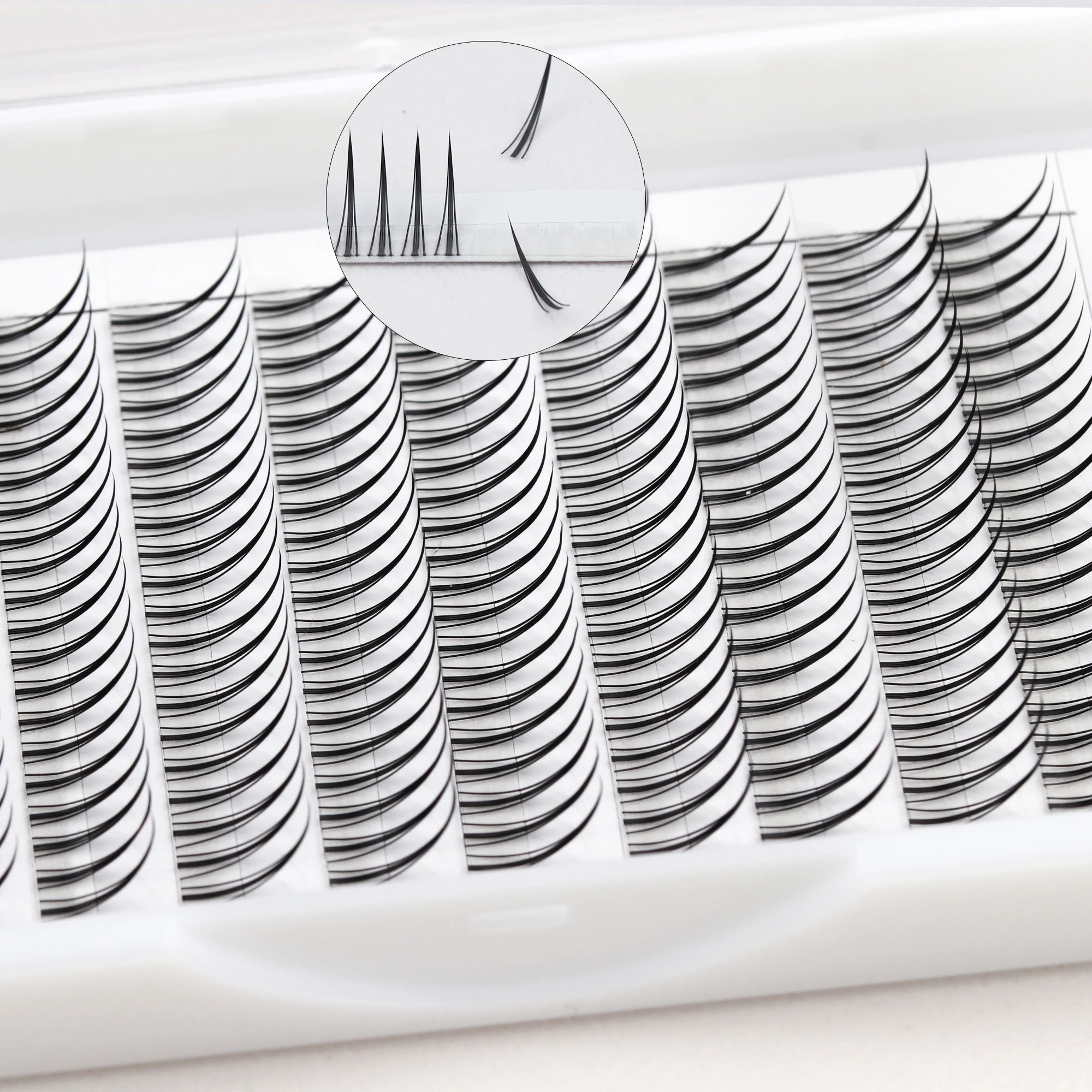 Wholesale Bulk Cheap Premium Spike A Shape Cluster 0.07 8-15mm Spike Premade Fan Eyelash Extension Individual Volume Fans Lashes