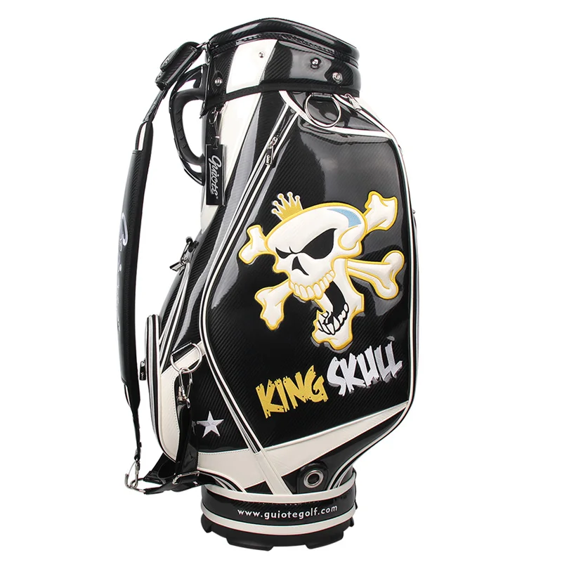 Hot Sale New Design PU Leather  Water Proof Skull-Pattern Golf Tour Staff Bags