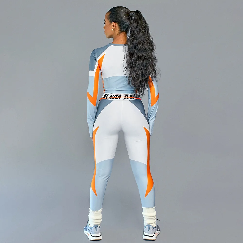 New Gym Activewear Conjunto Deportivo kl alien Women Workout Clothing Long Sleeve Kl alien Two Piece Yoga Sets Fitness women