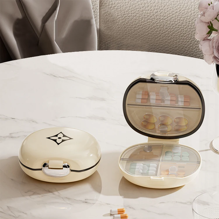 Plastic Mini Pill Box Portable Travel Pill Box Moisture Resistant Organizer Food Container Multifunction Home Appliance Round