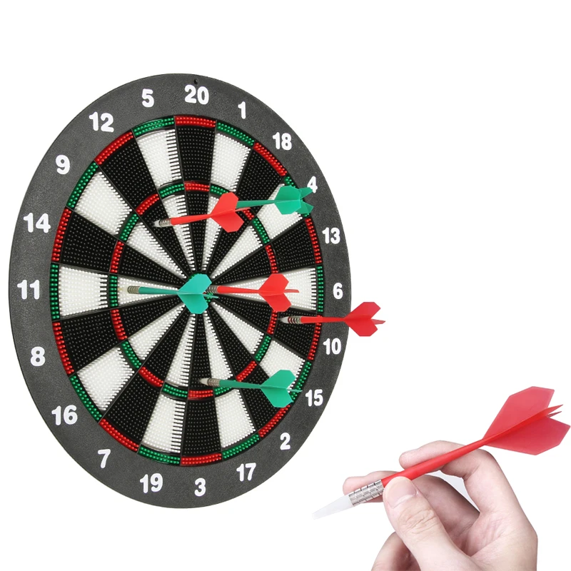 Rubber Safety Tip Dart Board 16.4 Inch with 6 Darts Dartboard Game Set Office Relaxing Sport & Family Leisure Time