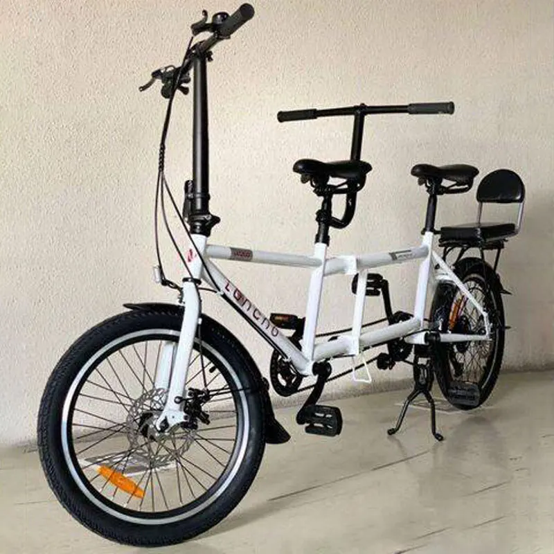 20 Inch 3 Person Fashion Folding Bike Factory Direct Sightseeing Bicycle Double Adult Tandem Bike