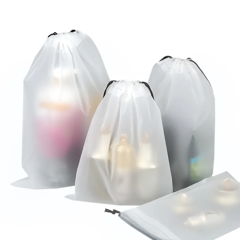 Custom small PE  draw string Drawstring clothes packaging bag plastic shopping bags
