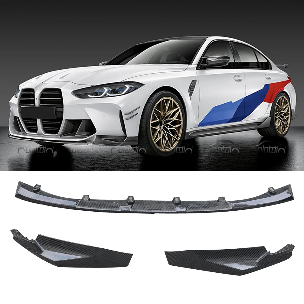For BMW G80 M3 G82 M4 MP Carbon Fiber Front Bumper Chin Lip Spoiler with Splitters 2020 UP Auto Tuning