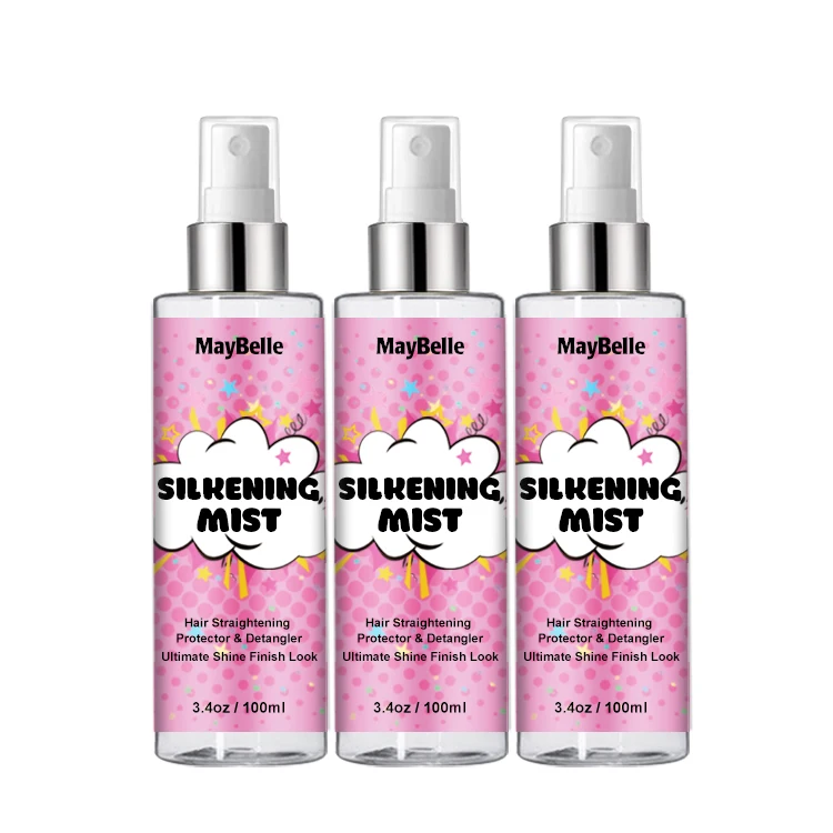 Private Label Scented Oil Based Silkening Mist Spray With Heat Protectant Weightless Hair Shine Spray