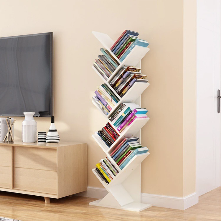 Home Office Multi Tires Tree Style Wooden Living Room Shelves Luxury Bookcases