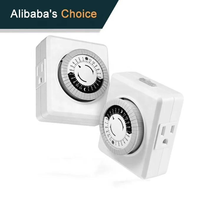 24 Hour 15 Amp Heavy-duty programmable  Plug in Mechanical Timer with Dual 3 pin Grounded & Polarized Outlets for heater using