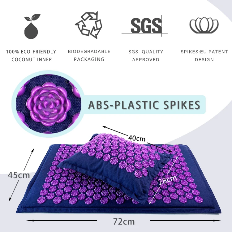 Factory Direct Natural Linen Eco Accupressure Mat Acupuncture Massage Mat and Pillow Set