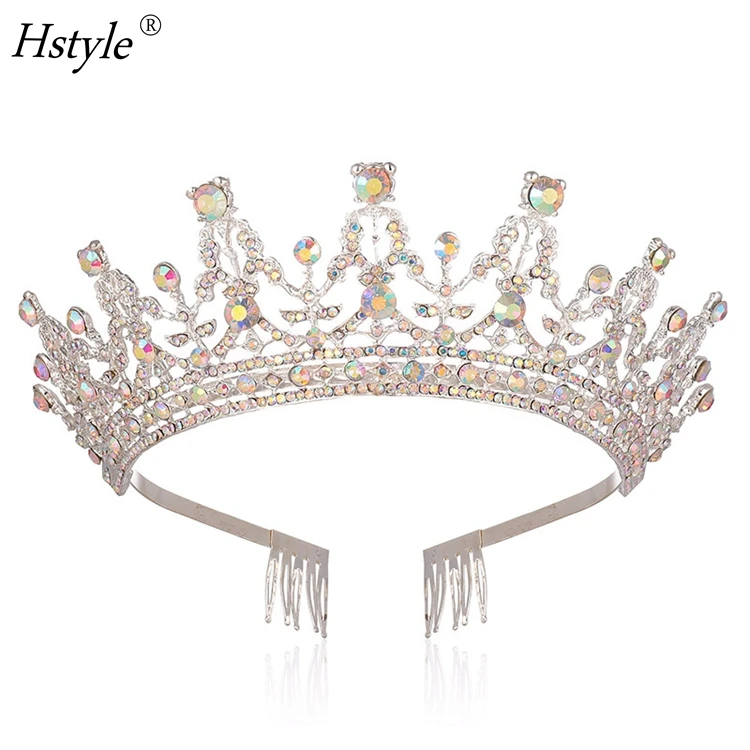 Queen Tiaras and Crown with Comb for Women Silver Crystal Headband Rhinestones Princess Hairpiece for Girls Wedding Gifts HS1458