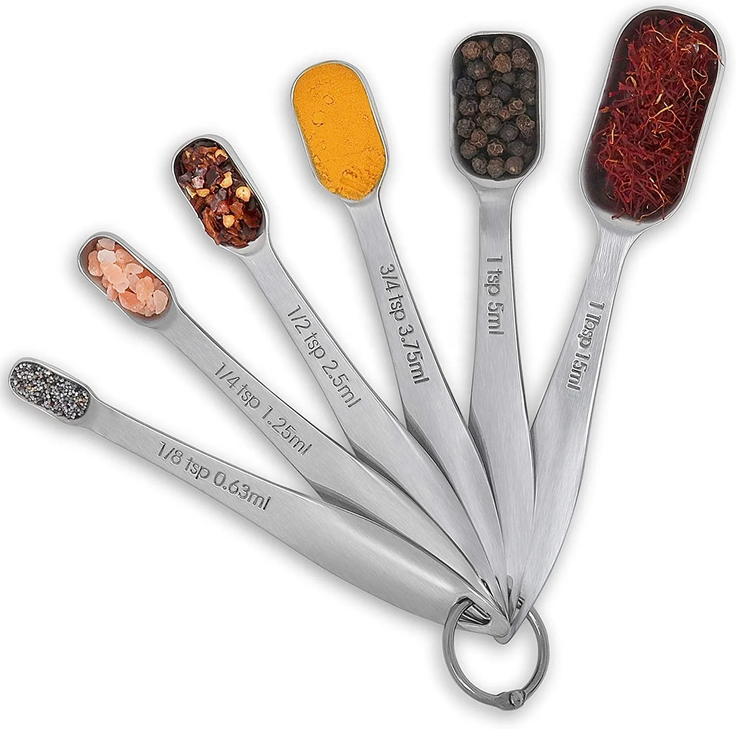 Wholesale stainless steel 6pcs measuring spoon set for Dry and Liquid Ingredients