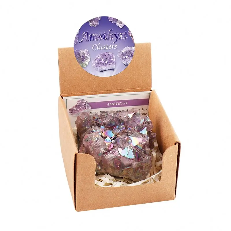 PK521 32 шт. Aaura Ab покрытый цветной титановый Druzy Аметист геодный кластер