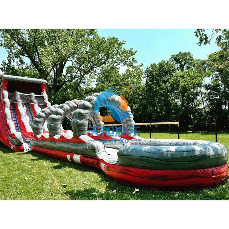 New design 26ft commercial inflatable Flame Tusk design water slide with pool outdoor inflatable water slide combo for sale