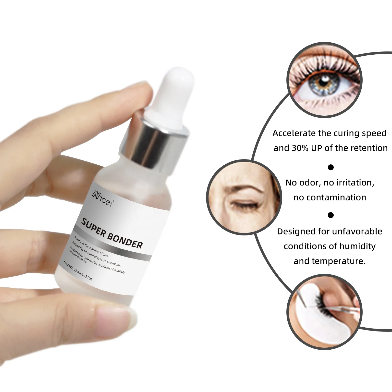 custom logo 15ml Eyelash Extension Adhesive Curing Liquid Longer Retention accelerator Low Irritation lash super bonder