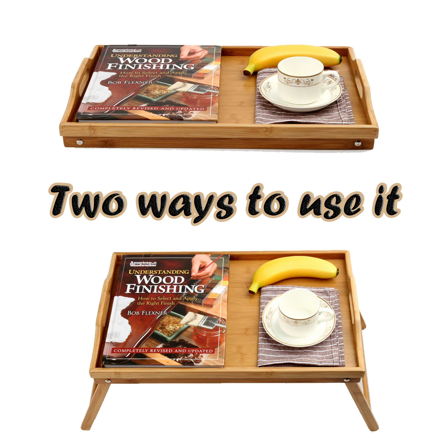 Bed Table Tray with Folding Legs - Breakfast Tray Bamboo Bed Tray for Sofa, Bed, Eating, Snacking and Working