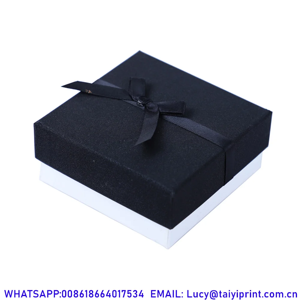 Black White Paper Packaging Cardboard Gift Box With Lid Small Set Jewelry Packaging Box