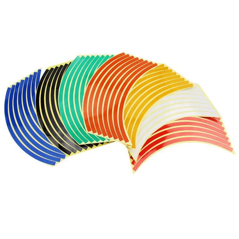 Colorful Hyper Spectrum Reflective Wheel Rim Tape Stripes Sticker Universal for 12'/18' Motor bike and Car Wheels
