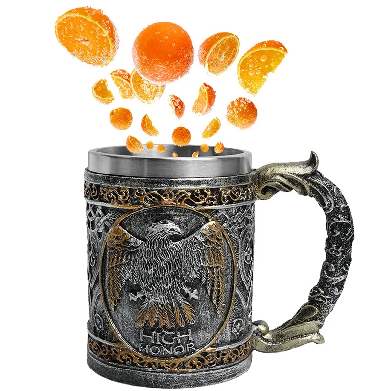 Custom Handmade Bald Eagle Cup Creative Unique Mugs Stainless Steel Beer Coffee Glass Retro Resin 3D Eagle Mug