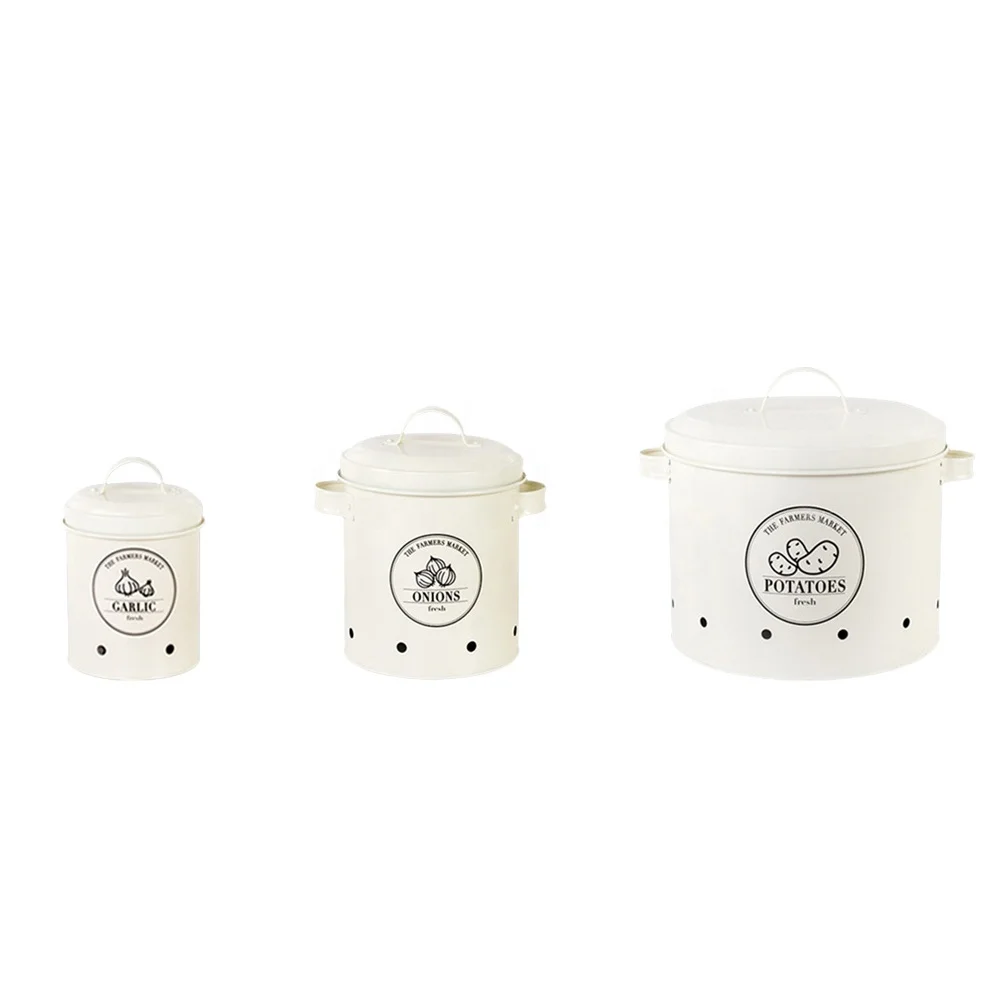 Hot sale Kitchen Fresh Potatoes Onions Garlic Storage Canister Bucket Set