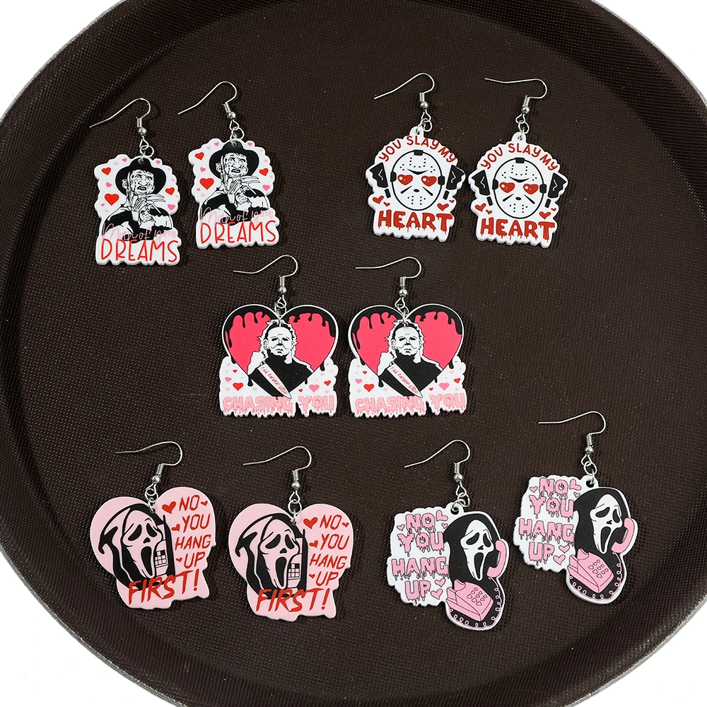 Wholesale Horror Movie Character Earring Cosplay Accessories Horror Style Acrylic Ear Clip For Friends Gifts