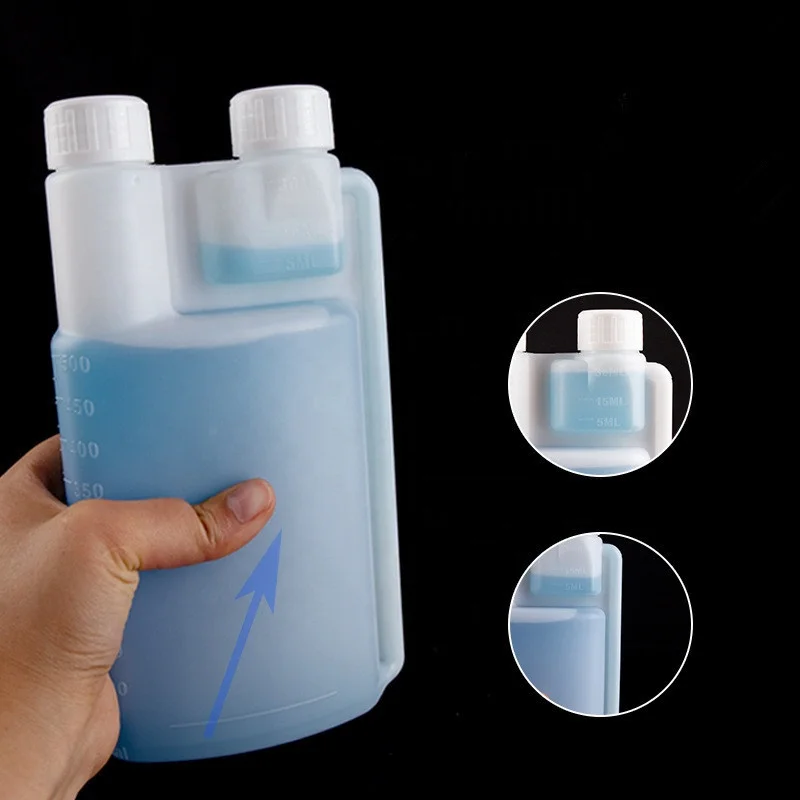 Лабораторная химическая белая пластиковая бутылка из полиэтилена HDPE с двумя двойными горлышками и двойным открыванием 100 мл 120 250 500 1000
