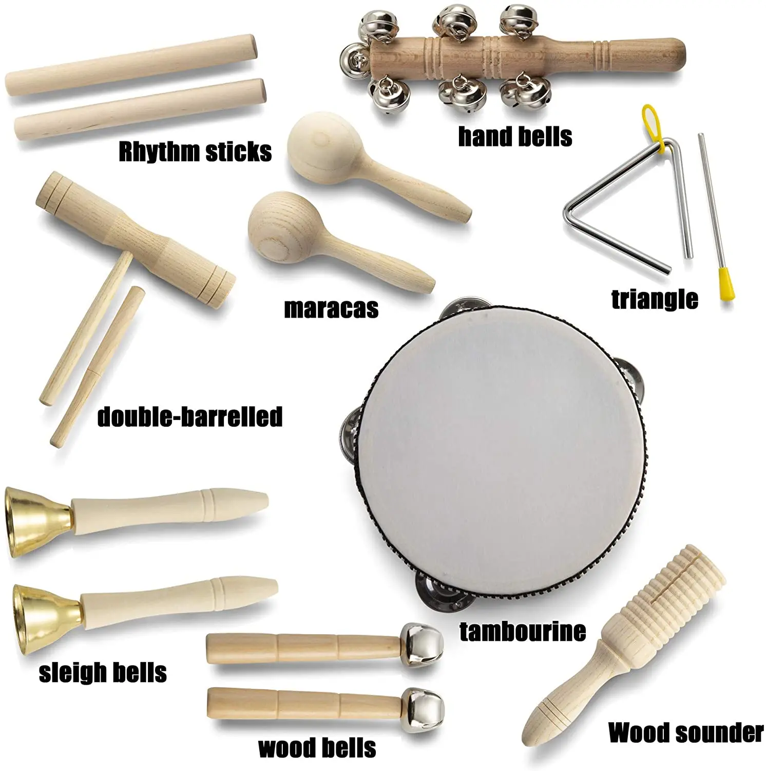 Musical Instrument Set Toys Drum Percussion Natural Eco-Friendly Wooden Montessori Toys Gift for Baby Infant Toddler Music toy