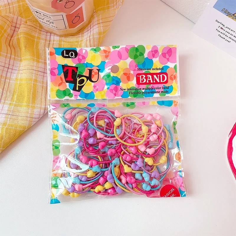 Дети резинки для волос ярких цветов scrunchies 50 шт./пакет на завязках маленьких девочек