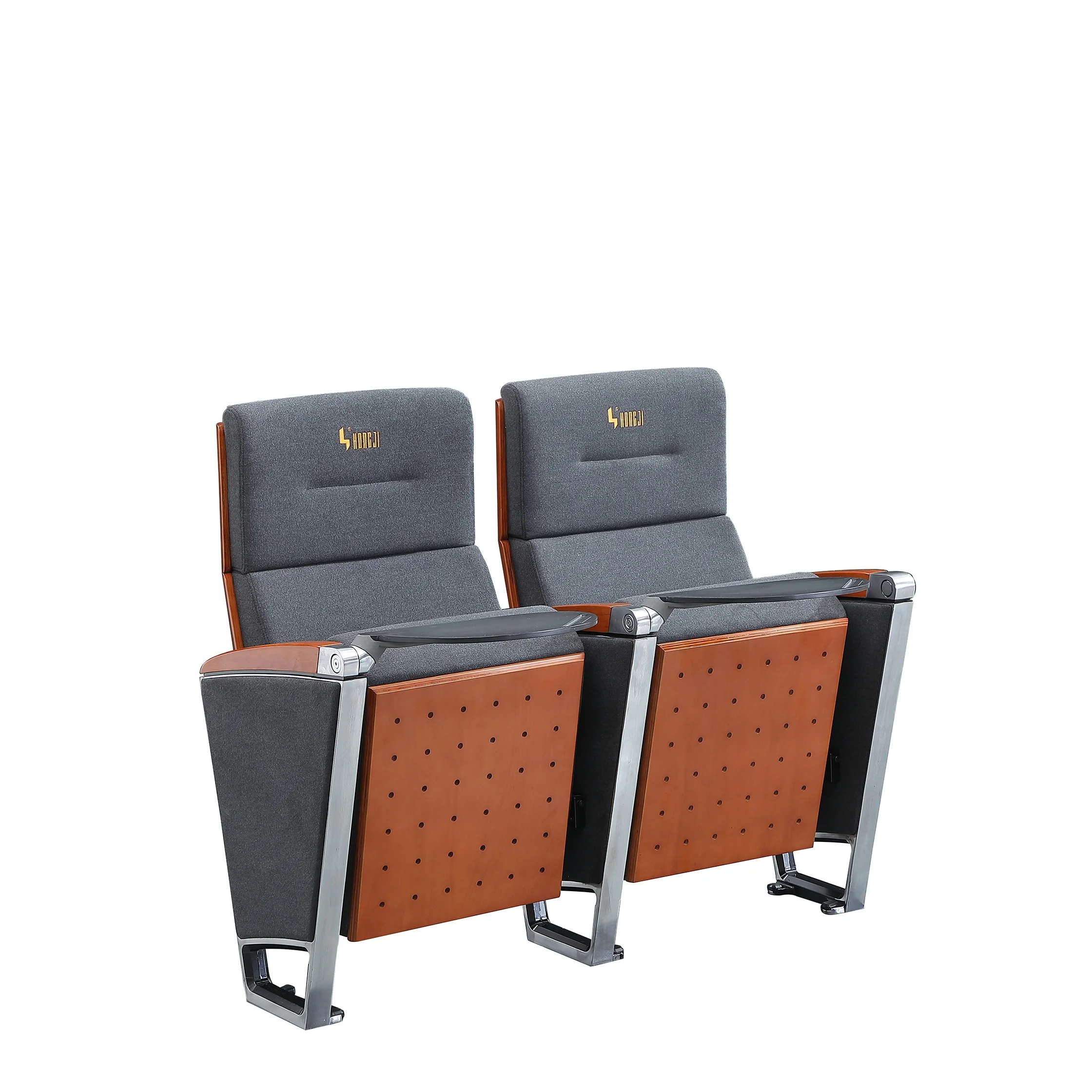 Good quality auditorium seat folding,wooden school church seat auditorium chair with back writing table HJ9815