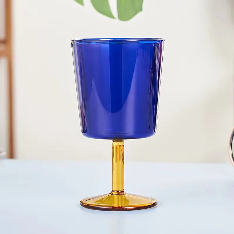 vintage lead-free red wine glasses colored wedding goblet blue pink green glass goblets