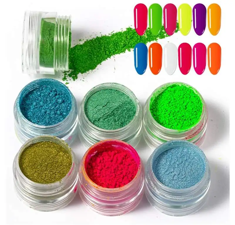 
Fast Shipping 1G In 6 Colors Art Candy Blooming Optional Pearl Gloss Fluorescent High Quality Powder For Nail 